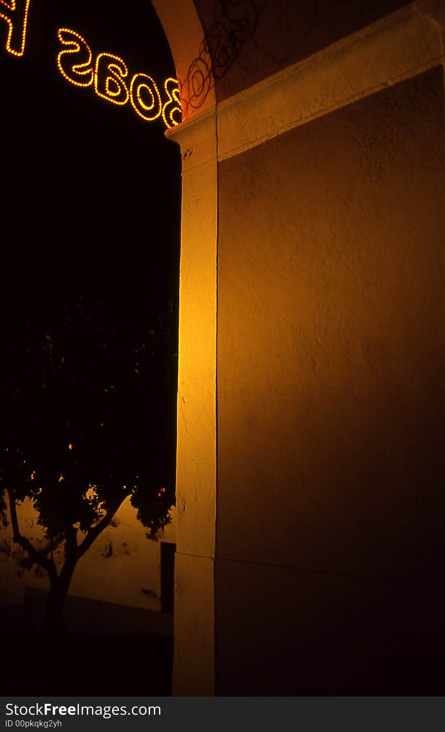 Yellow Lit Arch in southern Portugal. Yellow Lit Arch in southern Portugal