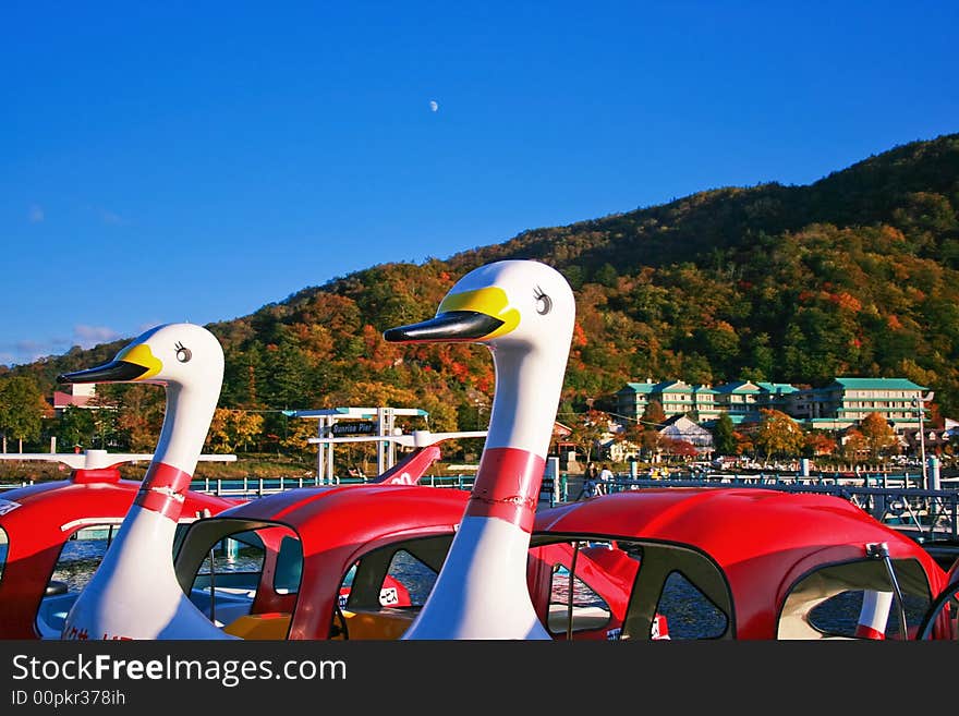 A photo of the duck boat ride at Nikko Japan. A photo of the duck boat ride at Nikko Japan