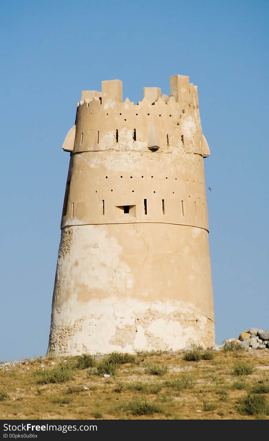 This is an old architecture of Fujairah Fort, this is a one side of the fort. This is an old architecture of Fujairah Fort, this is a one side of the fort.