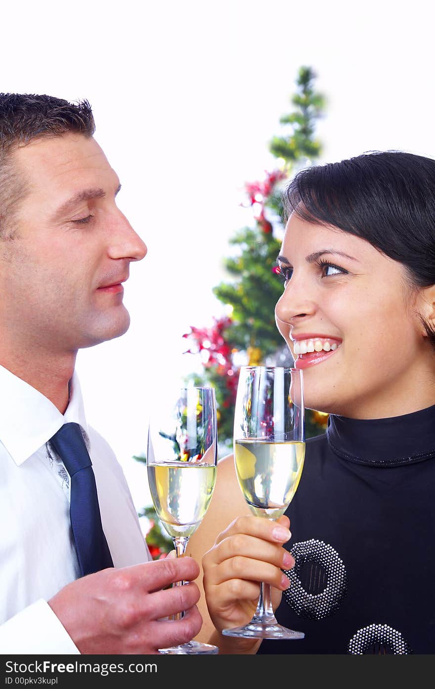 Portrait of young nice couple celebrating some occasion. Portrait of young nice couple celebrating some occasion