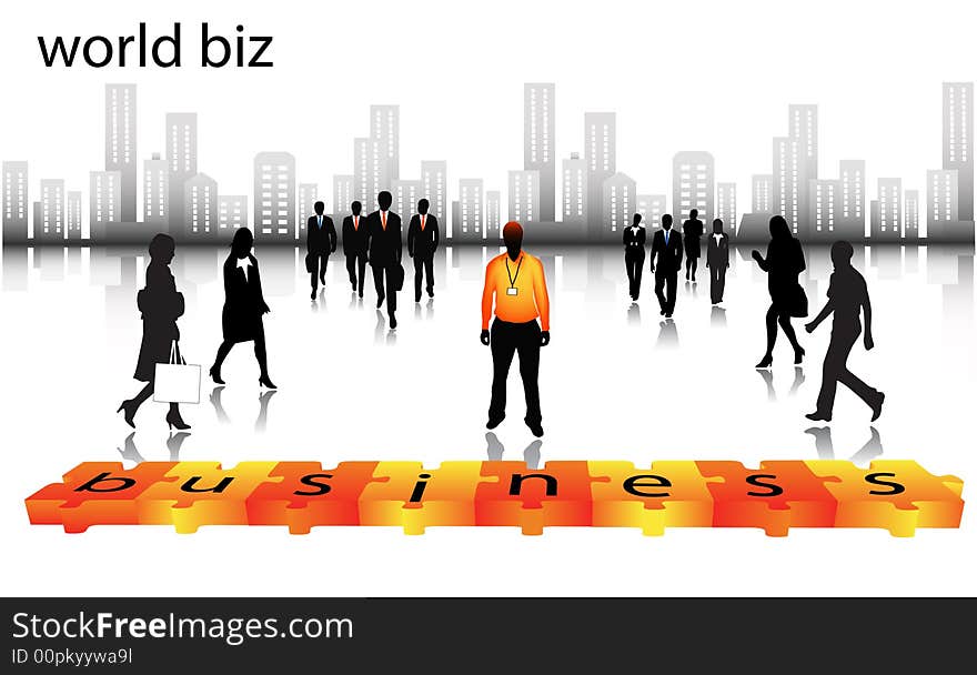 Illustration of business people....world biz