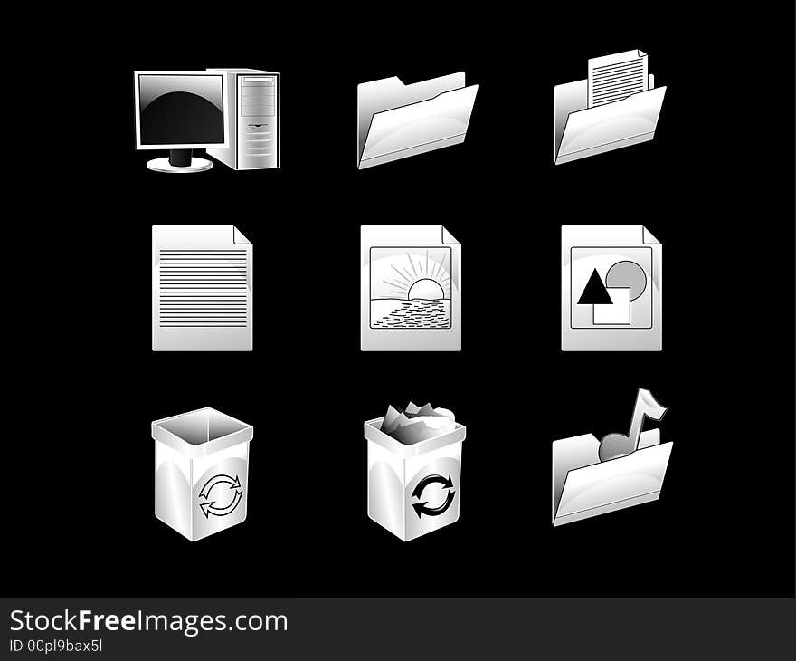 Image of gray icon set. Image of gray icon set