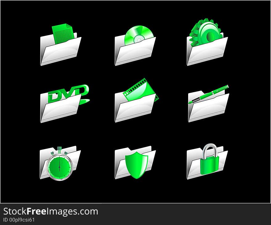 Image of green icon folders. Image of green icon folders