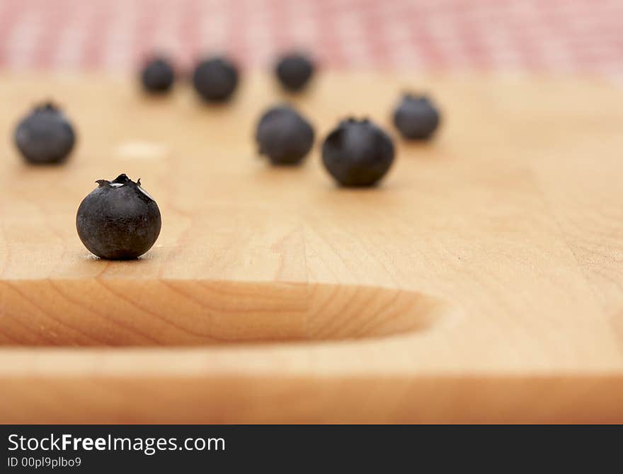 Blueberries On A Cutting Board