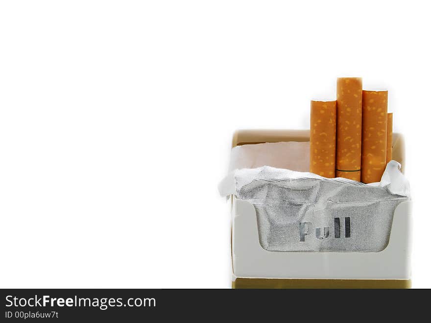 Pack of cigarettes on white