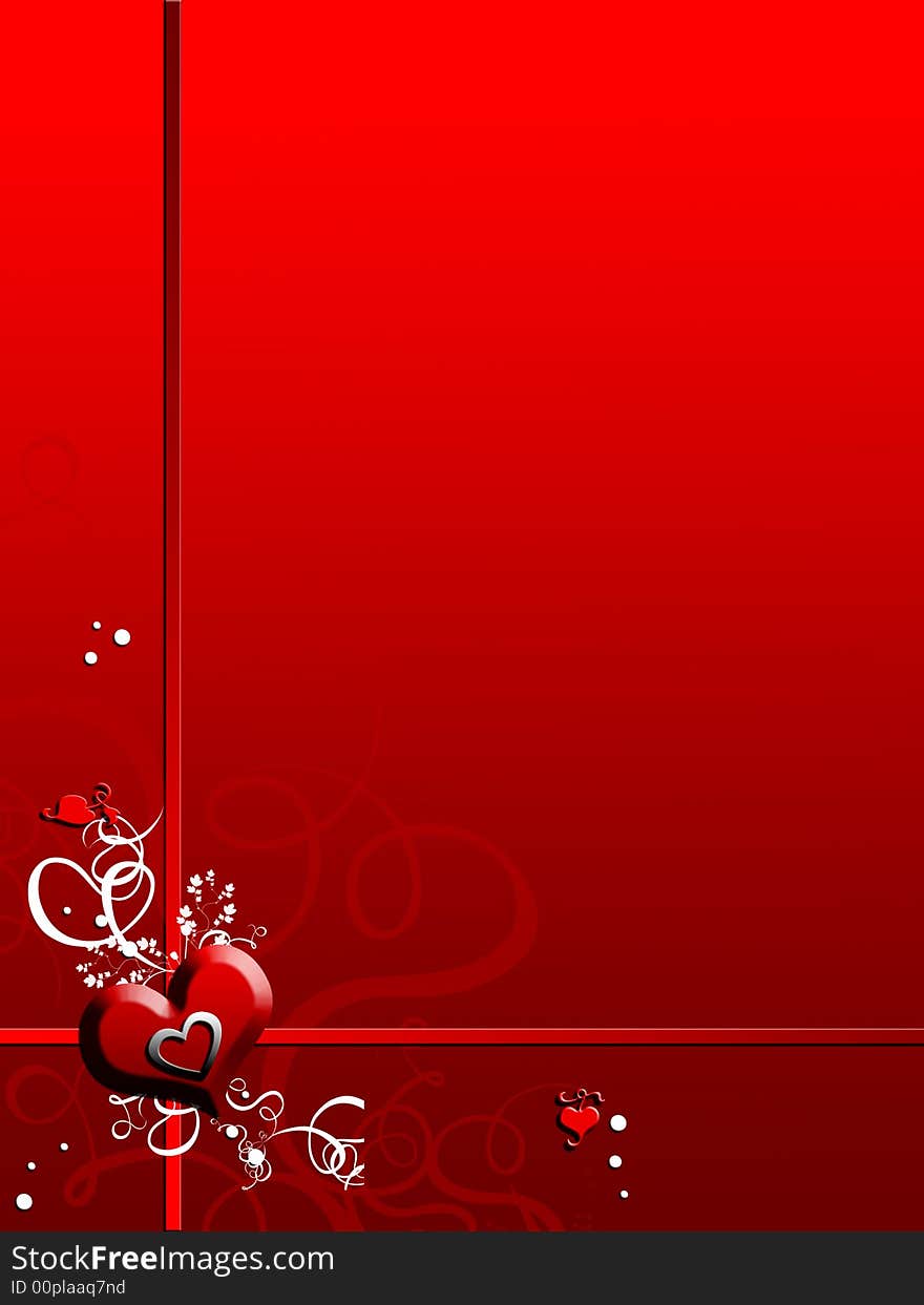 Valentine background with hearts and swirls. Valentine background with hearts and swirls