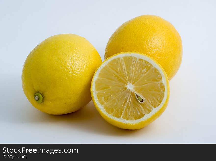 Fresh yellow lemons, isolated, white background. Fresh yellow lemons, isolated, white background