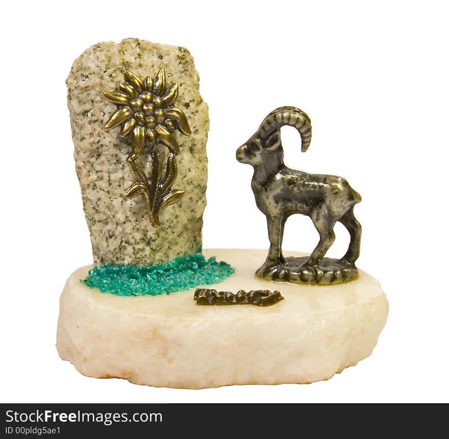 Small statuette, represent of TPN (Tatra National Park). Isolated on the white background. Working path included.