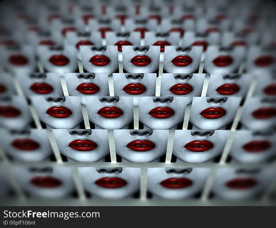 This is a romantic concept abstract background image of a set of duplicated lush kissable lips. This is a romantic concept abstract background image of a set of duplicated lush kissable lips.