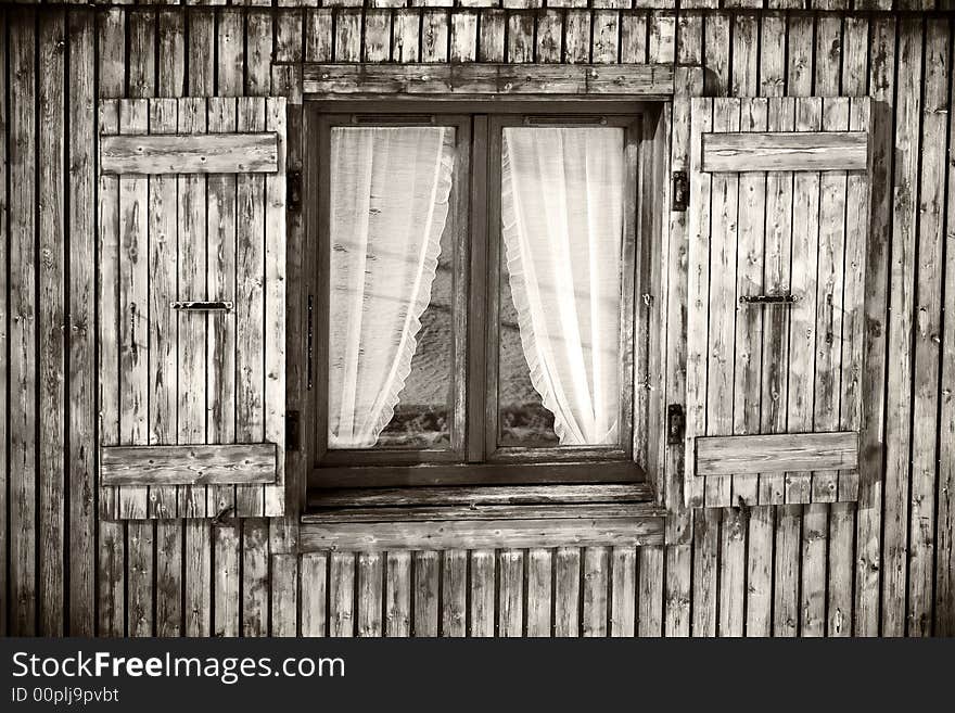 Home sweet home: black and white photograph of an alpine refuge. Home sweet home: black and white photograph of an alpine refuge