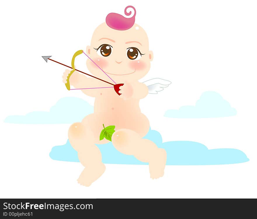 Vector illustration for a baby angel is shoot an arrow. Vector illustration for a baby angel is shoot an arrow