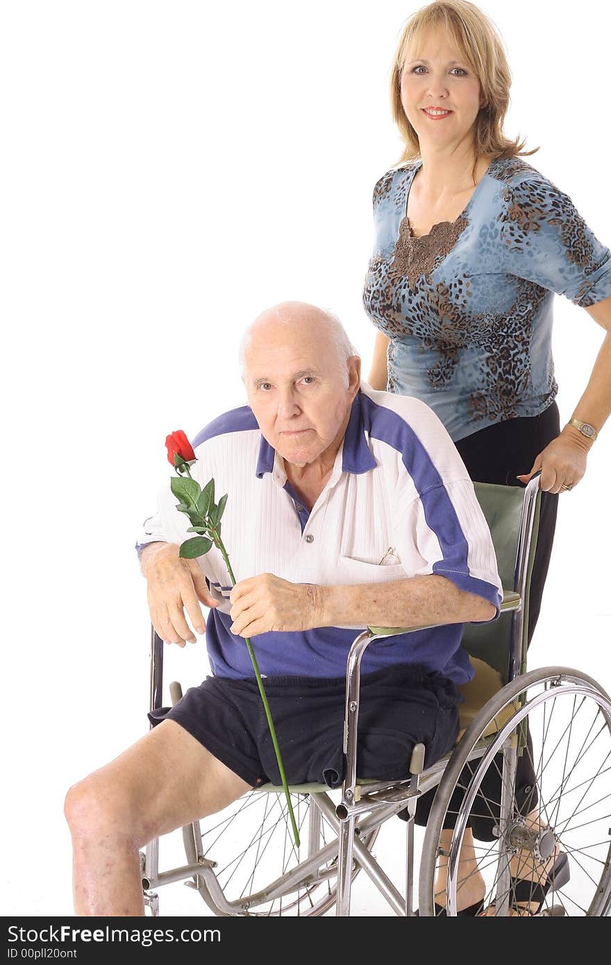 Beautiful Daughter Pushing Her Elderly Father