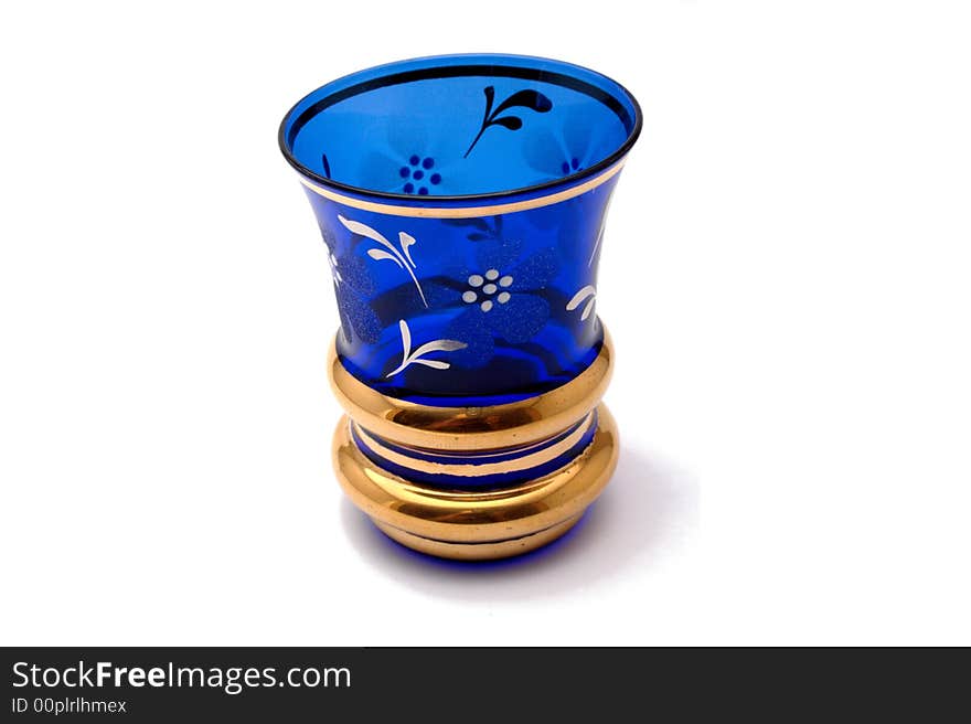 Isolated blue glass goblet on white background. Isolated blue glass goblet on white background