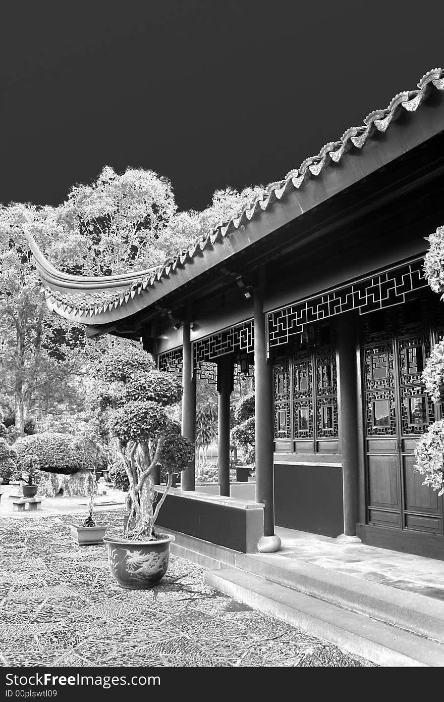 An old japanese architecture in black and white. An old japanese architecture in black and white