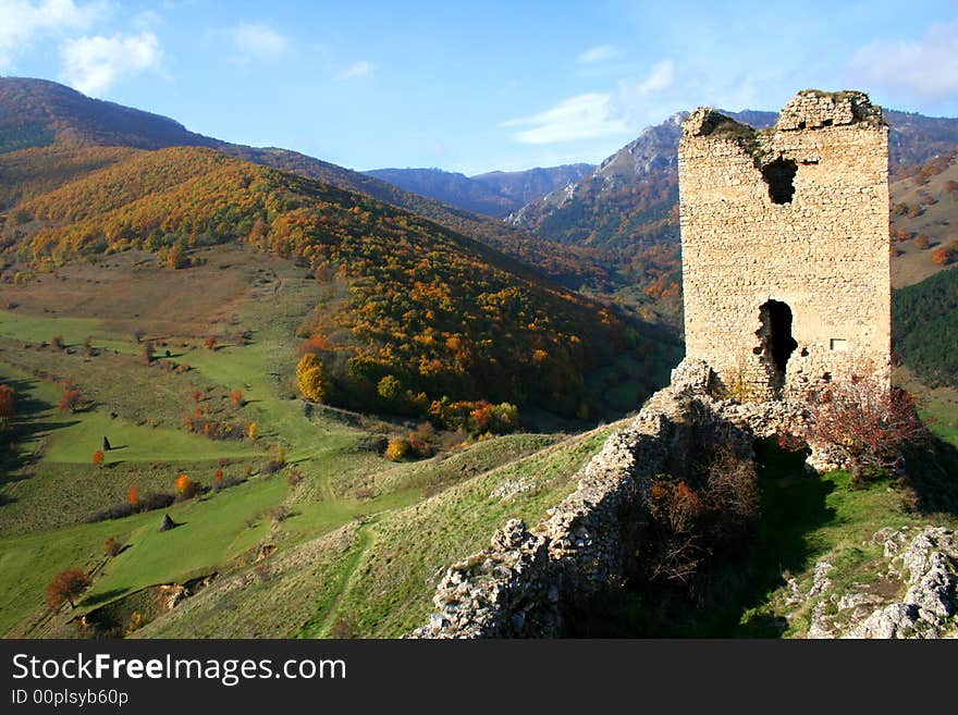 The ruins of an old castle in romania. The ruins of an old castle in romania