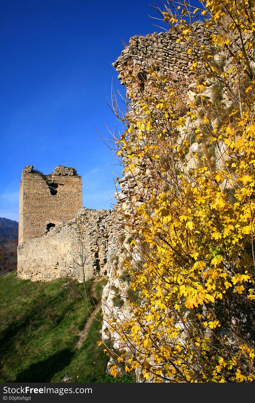 The ruins of an old castle in romania. The ruins of an old castle in romania