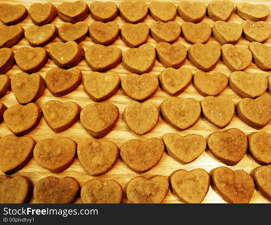 Hearts on the wood background