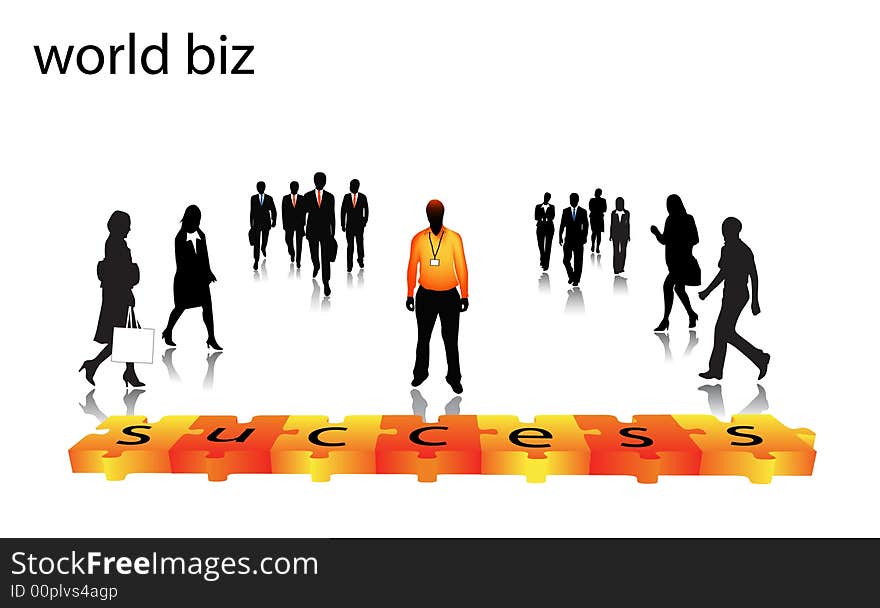 Illustration of business people....world biz