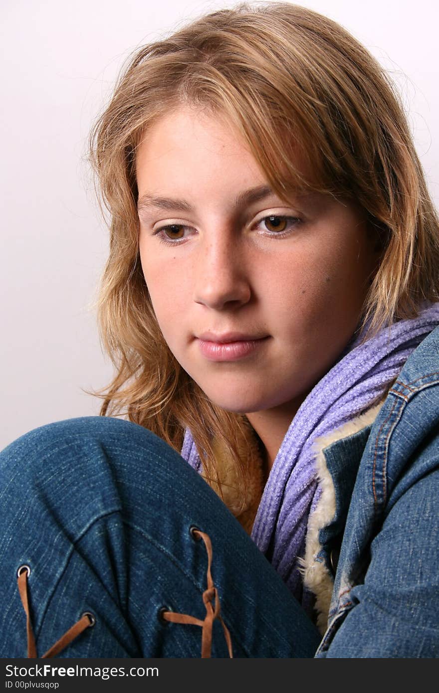 Teenage female model on a white background. Teenage female model on a white background