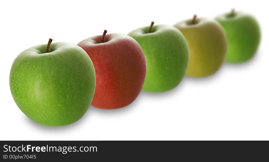 Colorful apples isolated on white background