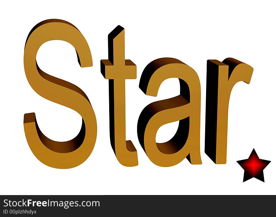 Golden star words in 3D for you