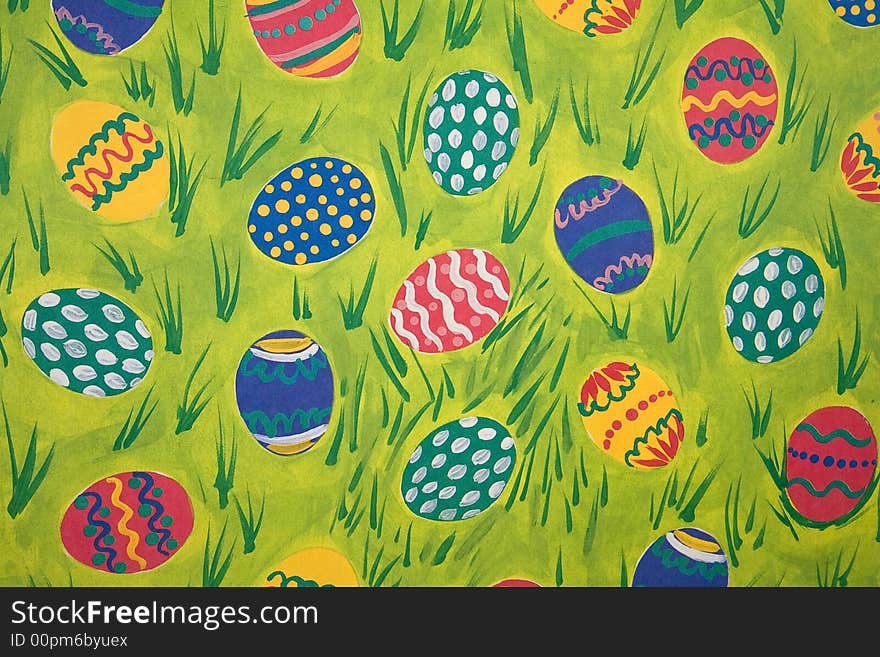 Colorful Easter Egg And Grass Themed Background. Colorful Easter Egg And Grass Themed Background