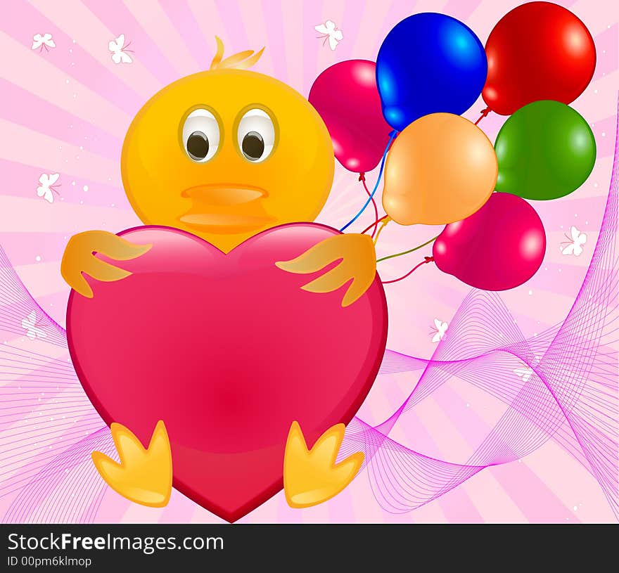 Artistic heart vector design illustration duckling