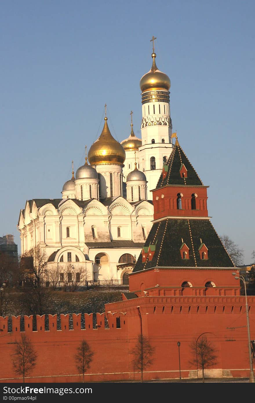 Churches, the Kremlin wall (Moscow, Russia)