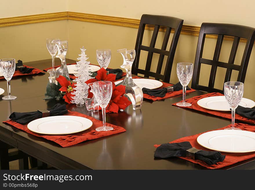 Elegant crystal dining table setting