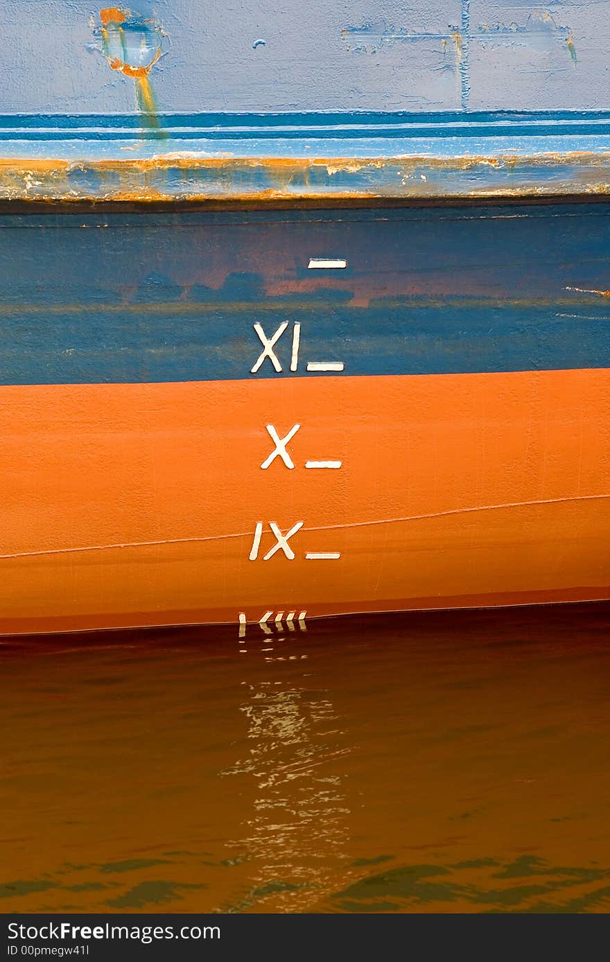 Depth markers. The numbers is used to determine whether a ship is overloaded with cargo. Depth markers. The numbers is used to determine whether a ship is overloaded with cargo.