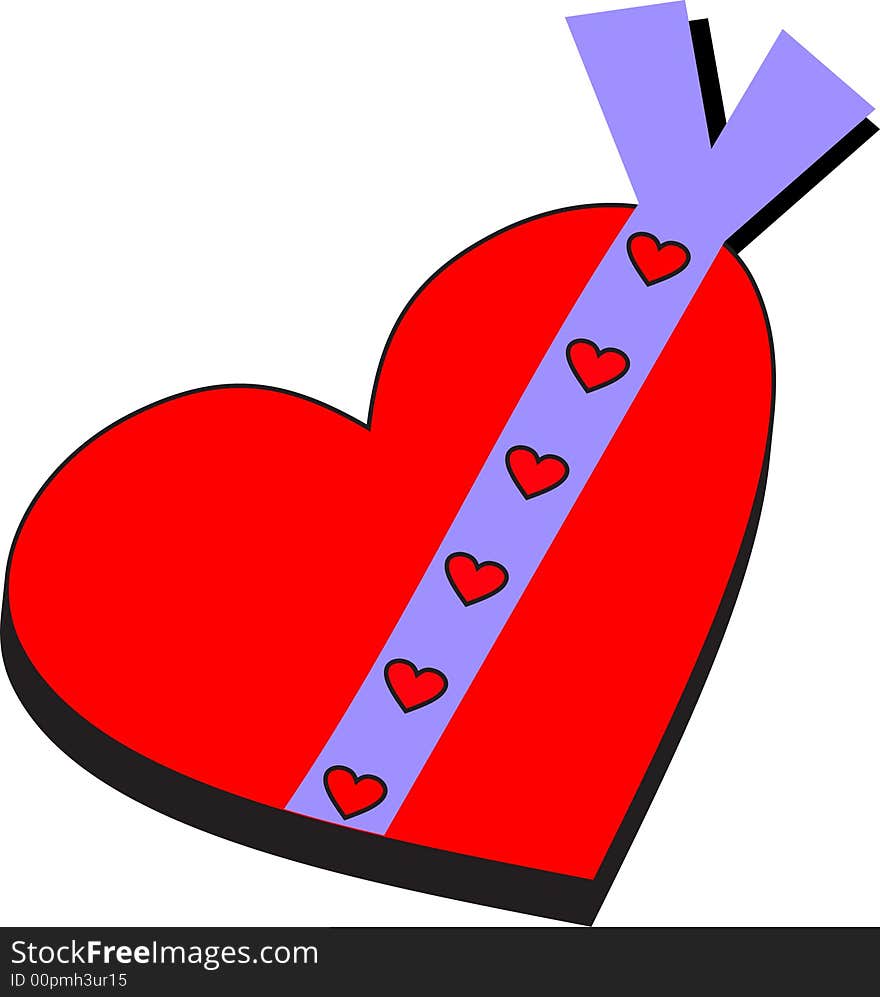 Illustration of a box with a heart shape. Illustration of a box with a heart shape