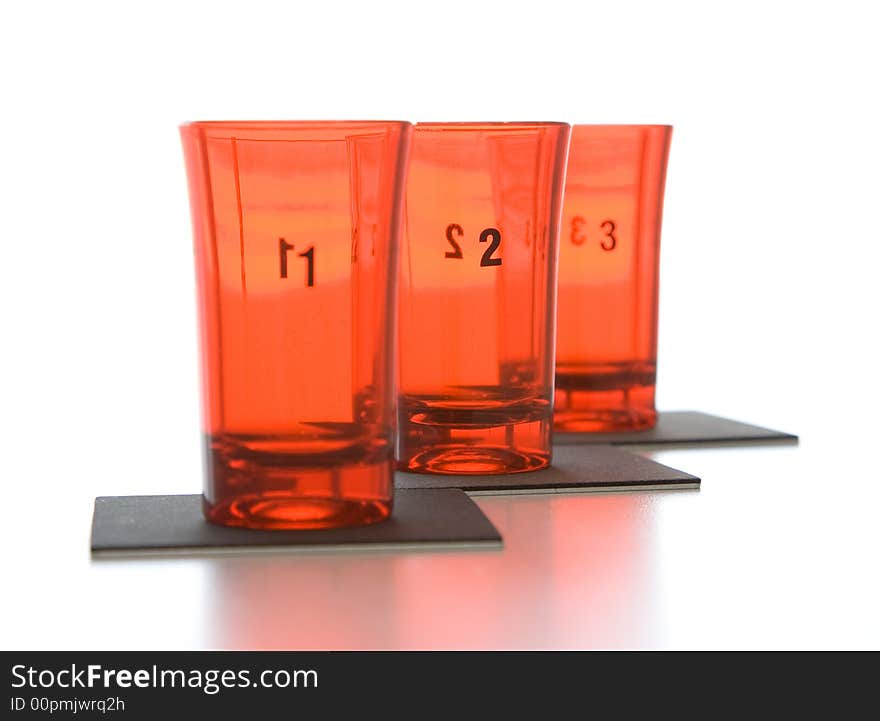 Three Red Glass Glasses With Focus On Figure 2