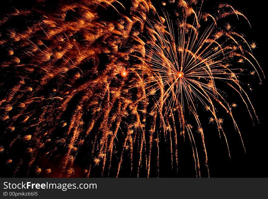 Orange fireworks with sparks