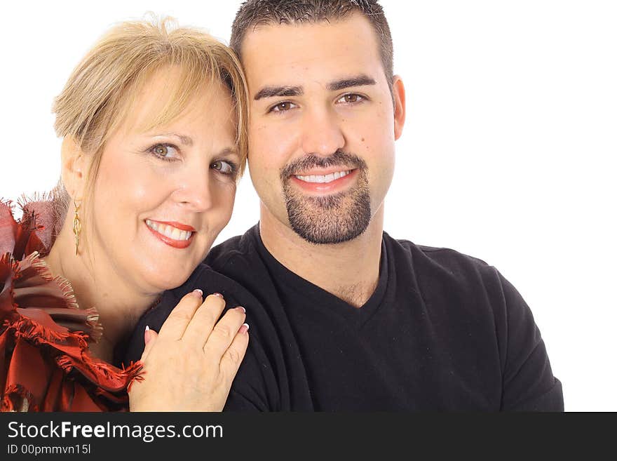 Mother and son together isolated on white