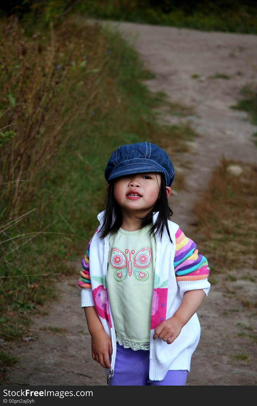 Toddler taking a break after a long hike. Toddler taking a break after a long hike