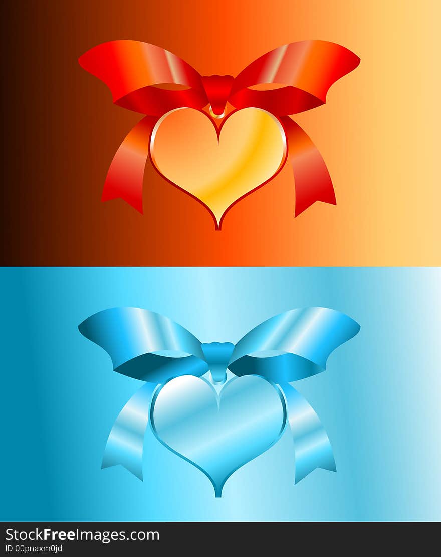 Hearts On Colored Background For Valentine Day