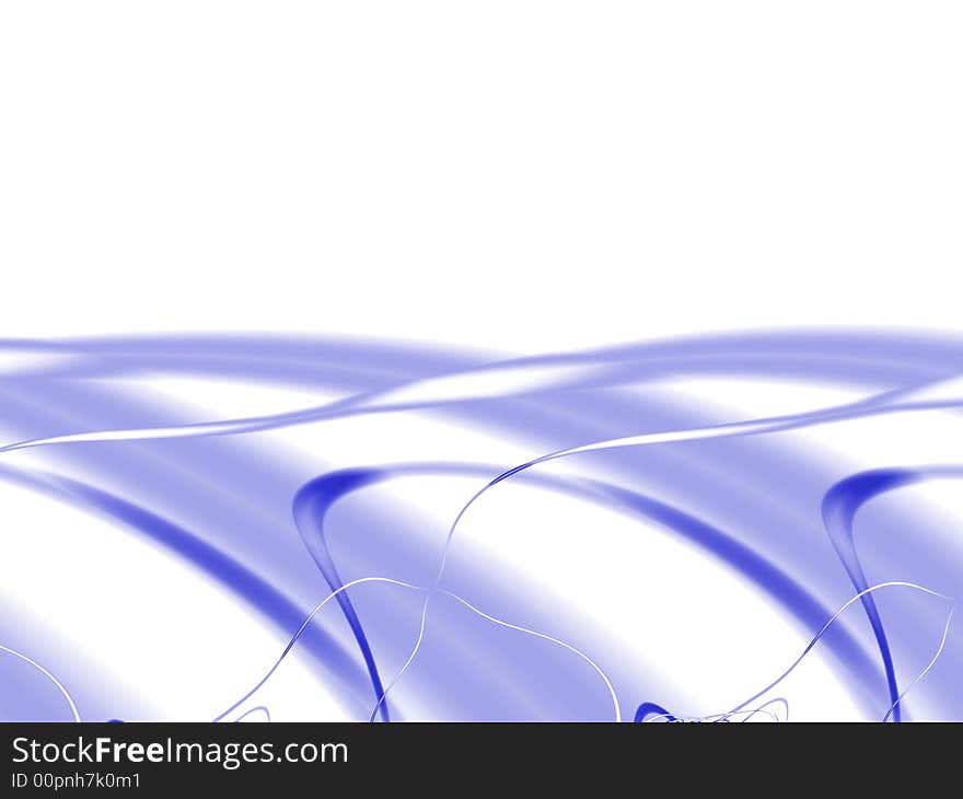 Abstract, made from the ribbons and waves of blue colors on a white background