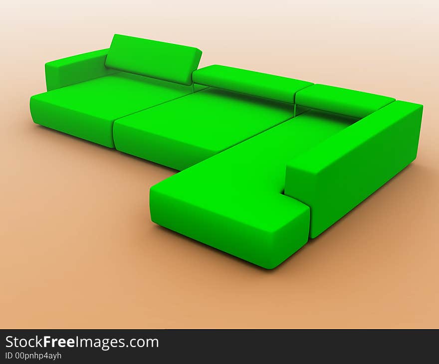 Sofa in green tones on a gradient background