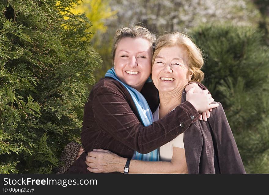 Happy Family Granddoughter And Granny