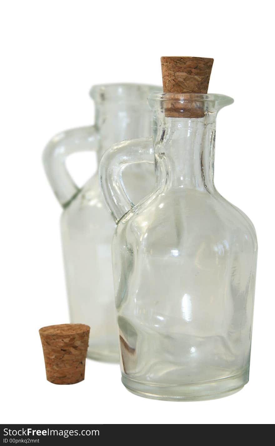 Two small decanters It is isolated on a white background