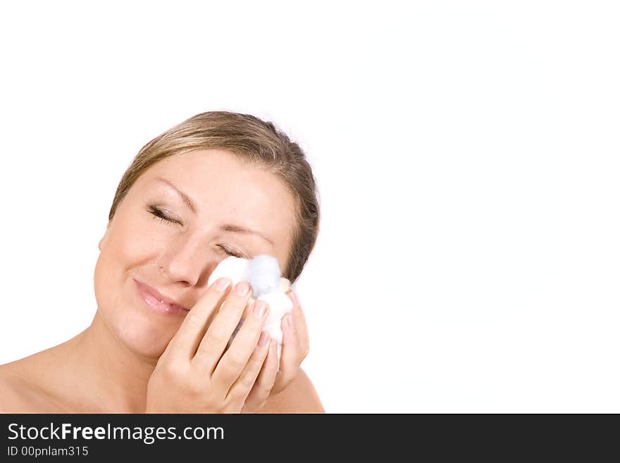 Young woman with swab