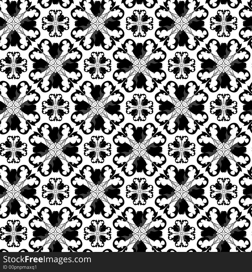 Seamless black ornament vector pattern. Seamless black ornament vector pattern