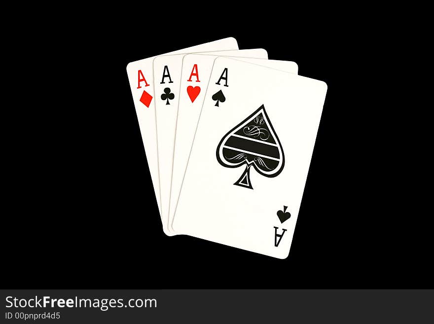 Isolated Four aces poker hand