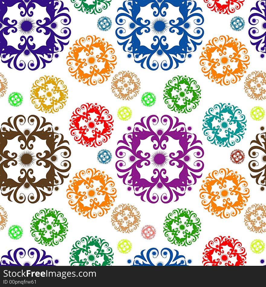 Vivid, colorful, repeating floral background. Vivid, colorful, repeating floral background