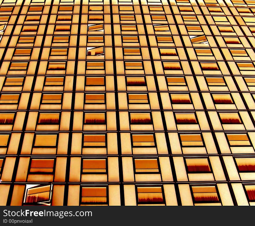 Luxury symmetrical hotel windows distorted in an editing software. Luxury symmetrical hotel windows distorted in an editing software