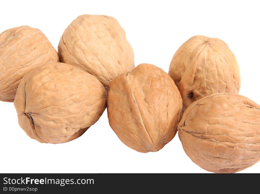 A group of nuts isolsted on white. A group of nuts isolsted on white