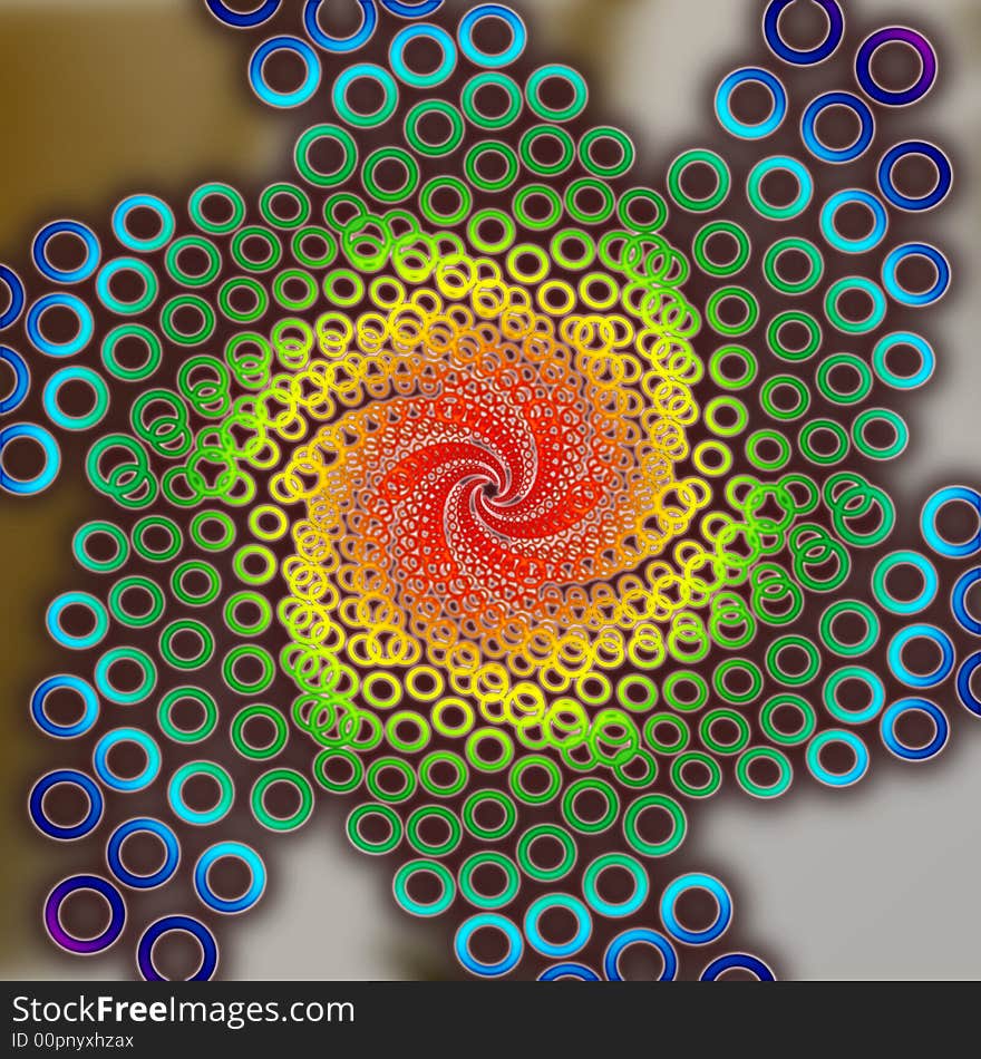 Rainbow circle spiral flowing to a center point. Rainbow circle spiral flowing to a center point