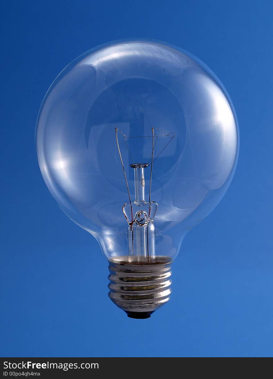 Round Transparent Light Bulb with blue background