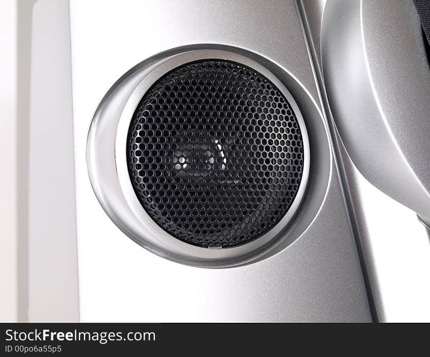 Silver Boom Box Stereo tweeter close up