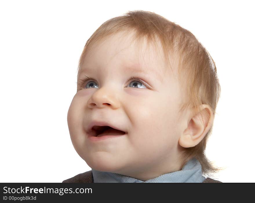 Portrait adorable baby on white